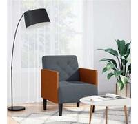 vidaXL Fauteuil 1 place avec accoudoirs velours gris foncé 55 cm