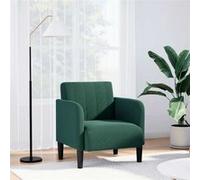 vidaXL Fauteuil avec accoudoirs 1 place Velours vert foncé 54 cm