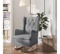 vidaXL Fauteuil avec pieds à bascule en bois d'hévéa Gris clair Tissu