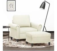 vidaXL Fauteuil avec repose-pied 3201213 60 cm velours crème