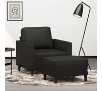 vidaXL Fauteuil avec repose-pied Noir 60 cm Similicuir