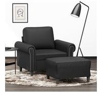 Fauteuil met voetenbank 60 cm kunstleer zwart3201200
