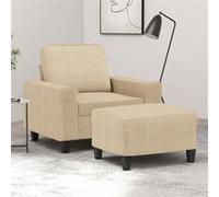 vidaXL Fauteuil met voetenbank 60 cm stof crÃmekleurig3201145 Crème G
