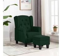 vidaXL Fauteuil avec repose-pied Vert foncé Tissu