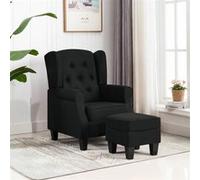 vidaXL Fauteuil avec repose-pied Noir Tissu