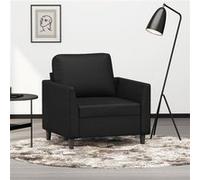 vidaXL Fauteuil Siège avec accoudoirs et dossier rembourrés avec coussin 60 cm Similicuir Noir