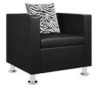 vidaXL Fauteuil Cube en cuir artificiel – Noir