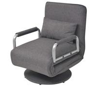 vidaXL Fauteuil pivotant et canapé-lit Tissu Gris foncé