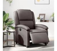 vidaXL Fauteuil inclinable électrique, dossier et repose-pied réglables, cuir véritable marron foncé