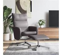 vidaXL Fauteuil réglable met voetenbankje similicuir gris Gris G