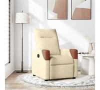 vidaXL Fauteuil inclinable Crème en tissu – Fauteuil TV pour personnes âgées