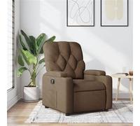 vidaXL Fauteuil Inclinable, Chaise de Relaxation avec Porte-gobelets, Siège avec Dossier et Accoudoirs Salle de Séjour, Moderne, Marron Tissu