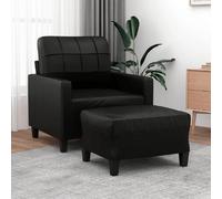 vidaXL Fauteuil & repose-pied - Noir