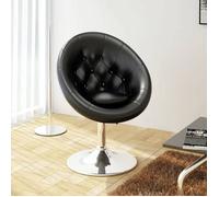 vidaXL Fauteuil Rétro capitonné – Acier finition chrome poli – Noir