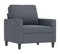 vidaXL Fauteuil, Siège avec Accoudoirs et Dossier Rembourrés, Canapé avec Coussin, Meuble de Salle de Séjour, Moderne, Gris Foncé Velours