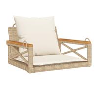 vidaXL Fauteuil suspendu avec coussin beige 63x62x40 cm Poly rotin