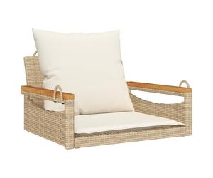 vidaXL Fauteuil suspendu avec coussin beige 63x62x40 cm Poly rotin