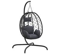 vidaXL Fauteuil Suspendu avec Coussin en polyrotin et Acier Anthracite