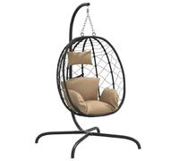 Fauteuil suspendu Oeuf avec coussin Taupe Poly rotin & acier