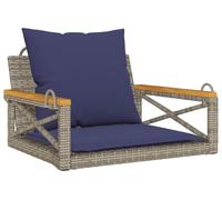 vidaXL Fauteuil suspendu avec coussin Gris 63x62x40 cm Poly rotin