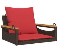 vidaXL Fauteuil suspendu avec coussin, marron, 63 x 62 x 40 cm, rotin synthétique