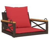 vidaXL Fauteuil suspendu avec coussin, marron, 63 x 62 x 40 cm, rotin synthétique