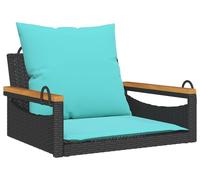 vidaXL Fauteuil suspendu avec coussin noir 63x62x40 cm Poly rotin