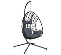 vidaXL Fauteuil suspendu design oeuf avec support Anthracite Rotin et acier