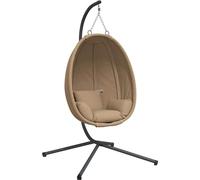 vidaXL Fauteuil suspendu design oeuf avec support Taupe rotin et acier