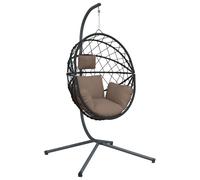 vidaXL Fauteuil suspendu design oeuf avec support Taupe rotin et acier