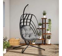 vidaXL Fauteuil suspendu en forme d'œuf avec support en acier anthracite
