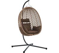 vidaXL Chaise œuf suspendue 104 x 100 x 191 cm Polyrotin brun café