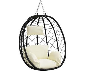 vidaXL Fauteuil suspendu en forme d'œuf, en polyrotin, 91,5 x 54,5 x 107 cm, couleur crème