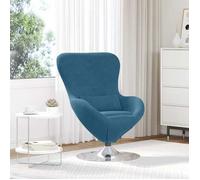 vidaXL Fauteuil œuf Bleu Velours, Fauteuil Velours Moderne, Chaise Pivotante Chic, Confortable Siège d'Intérieur, Meuble Élégant