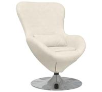 vidaXL Fauteuil œuf Crème Velours, Fauteuil Velours Moderne, Chaise Pivotante Chic, Confortable Siège d'Intérieur, Meuble Élégant