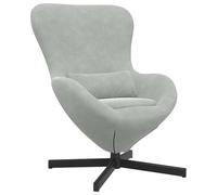 vidaXL Fauteuil œuf Gris Clair 63 x 73 x 90 cm Velours, Fauteuil œuf Moderne, élégant et pivotant, siège Ergonomique, Confortable pour Le Salon