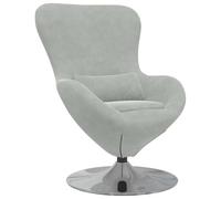 vidaXL Fauteuil œuf Gris Clair Velours | Idéal pour les petits espaces, Mousse douce pour une ambiance cozy, Design moderne qui s'adapte à toutes les déco