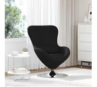 vidaXL Fauteuil Œuf Pivotant 360° Noir 63 x 73 x 90 cm en Tissu, Accoudoirs Inclinés et Coussins Moelleux