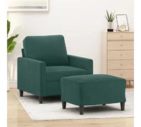 vidaXL Fauteuil avec repose-pied Vert foncé 60 cm Velours