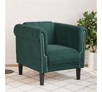 vidaXL Fauteuil vert foncé velours Vert G