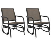 vidaXL Fauteuils à bascule de jardin, lot de 2, marron, 61 x 76 x 87 cm, Textilene et acier