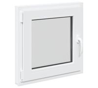 vidaXL Fenêtre de sous-sol RISOR 50 x 50 cm PVC et verre Blanc, Sous-sol, Isolation thermique moderne et durable pour fenêtres, accessoires en verre PVC insonorisés