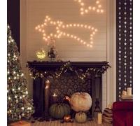 Figurine de Comète de Noël avec 48 LED Décoration de Noël Ornement de Vacances Décoration de Fête Salle de Séjour Blanc Chaud 65x28 cm