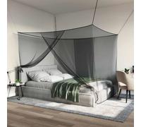 vidaXL Filet anti-moustiques pour lit 156 mailles 3 pcs Noir Polyester