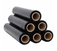 vidaXL Film étirable 6 pcs noir 30 μm 50 cm x 300 m, film d'emballage, film d'emballage de meuble, film d'enveloppement, film étirable