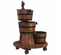 vidaXL Fontaine à Eau sur Roues Pompe 55x55x80 cm Bois de Sapin Massif