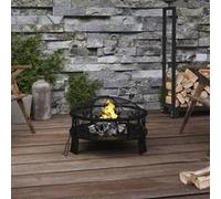vidaXL Foyer avec tisonnier 50 cm XXL acier, chauffage, chauffe-terrasse, foyer extérieur, cheminée, chauffage d'extérieur, bol à feu G