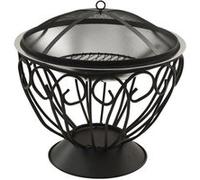 vidaXL Foyer et barbecue avec tisonnier 2 en 1 59x59x60 cm Inox G