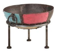 vidaXL Foyer Rustique Coloré Bol à Feu de Terrasse Fournaise de Jardin Foyer de Patio Foyer d'Extérieur Brasero de Jardin Ø 40 cm Fer G