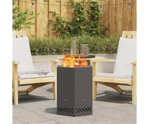 vidaXL Foyer Sans Fumée Hexagonal Noir 38x38x51 cm Acier